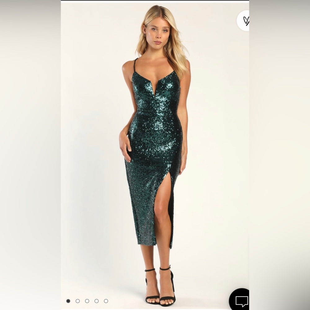Lulus Green Glitter dress XL - NWT